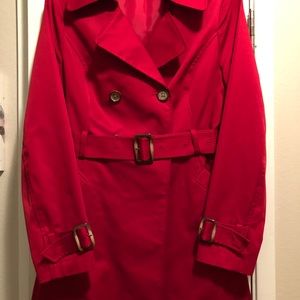Beautiful Red Trench Rain Coat Jacket Size M